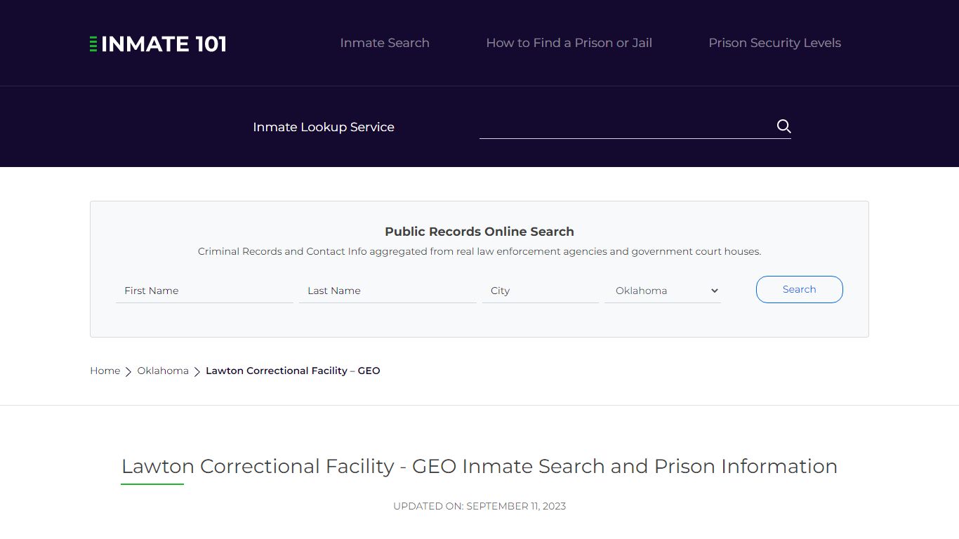 Lawton Correctional Facility - GEO Inmate Search and Prison Information